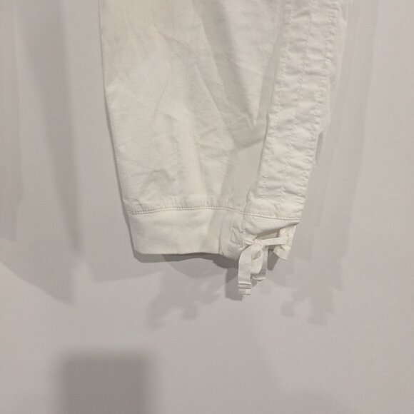 Guess Elastic Waist Cropped Jogger with Cuff Ties White Size Large - Picture 2 of 8